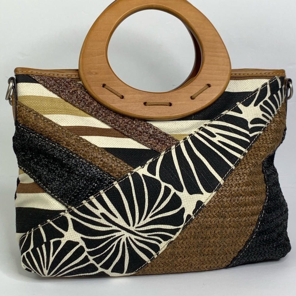 Relic Animal Print Patchwork Front Solid Black Ba… - image 3